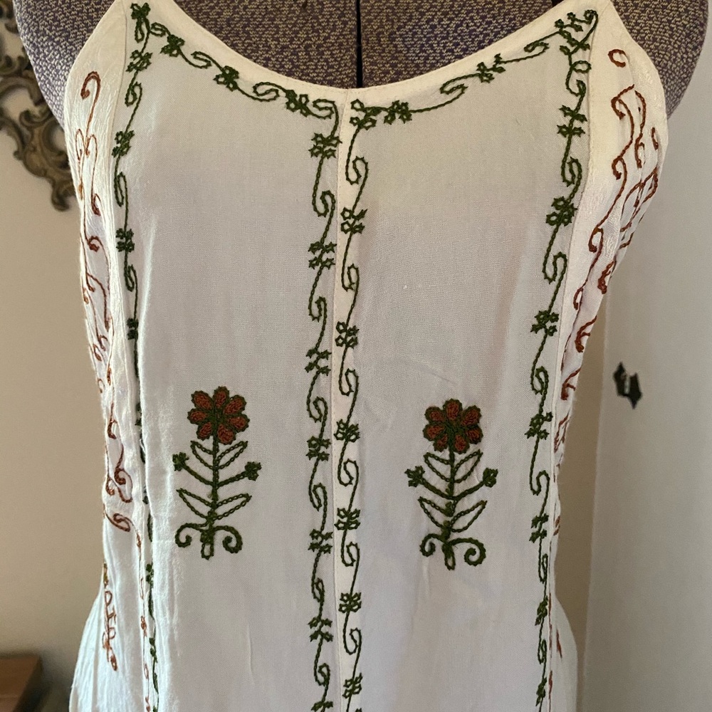 Hippie Cottagecore White Embroidered Dress Cottagecore EUC